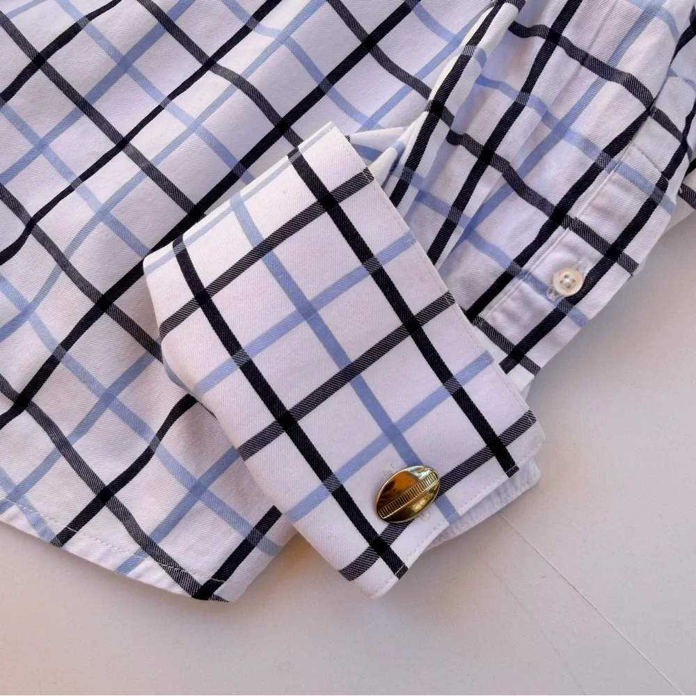 Men’s Designer Steven Land Dress Shirt Size Large 16 34/35 French Cuffs - Picture 5 of 9